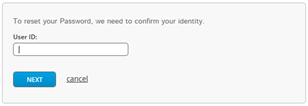 Image of the User Id Field of the reset your password screen.